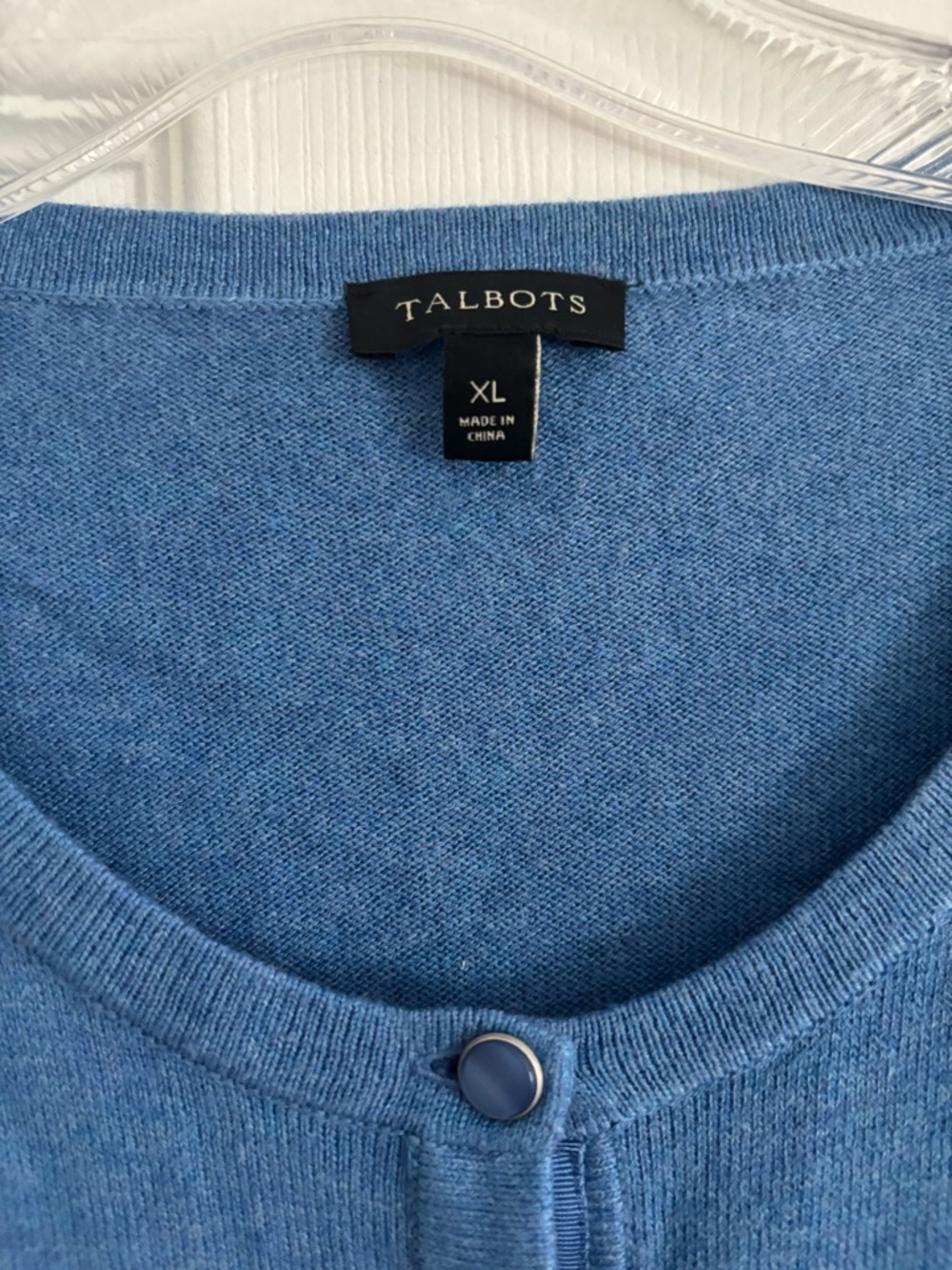 Talbots Charming Blue Crewneck Cardigan, Size XL, EUC - Picture 3 of 5